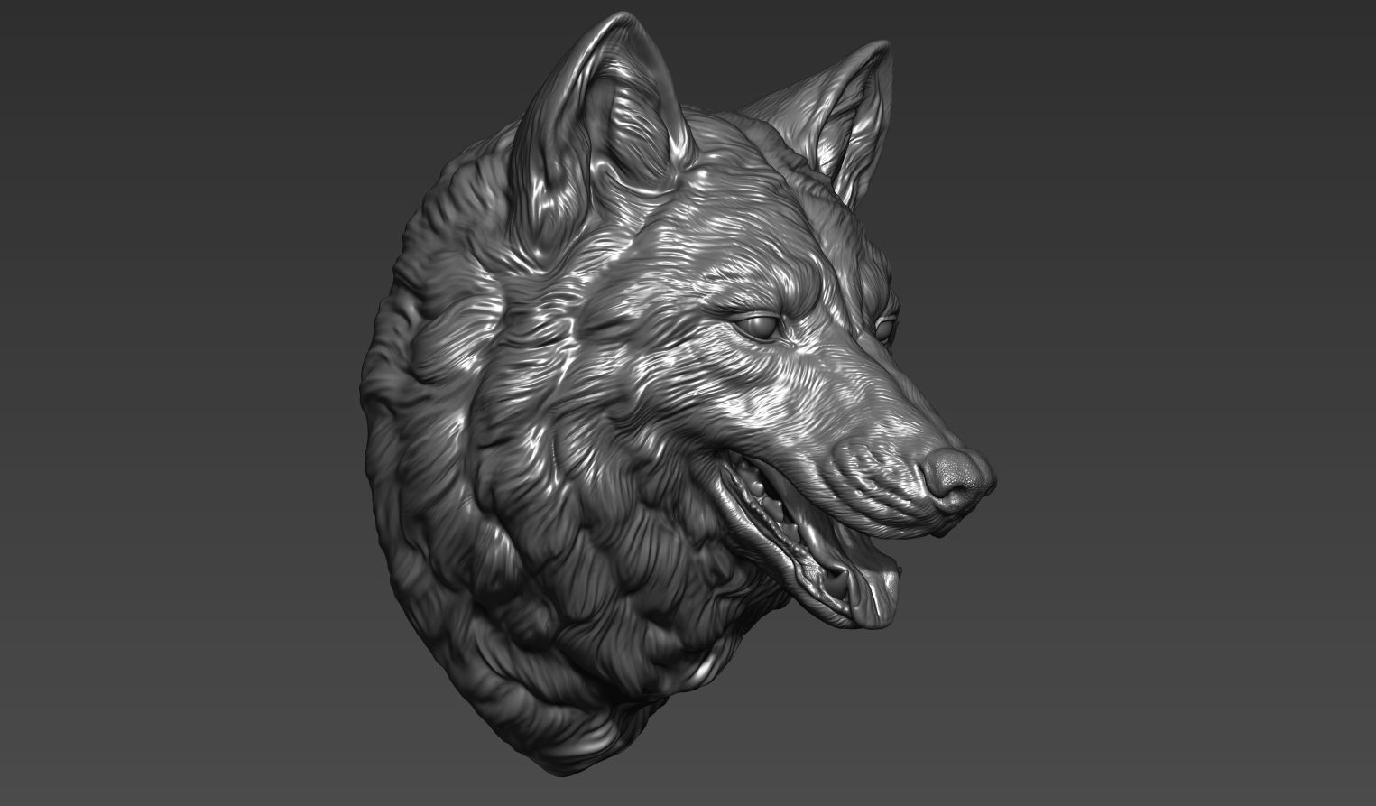 Wolf head with a mouth 3D print model_21
