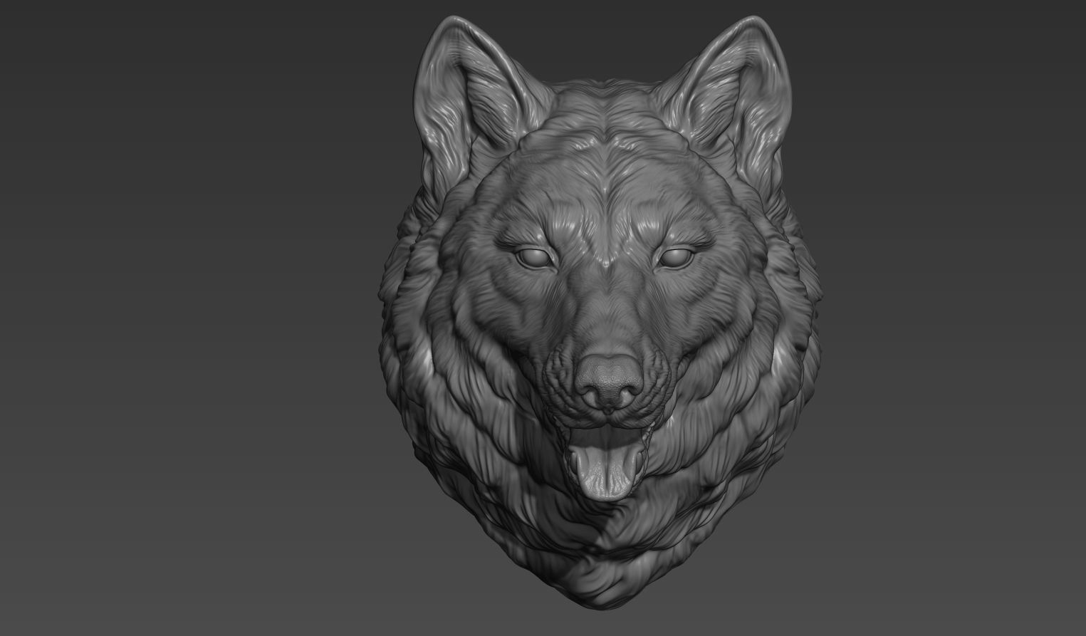 Wolf head with a mouth 3D print model_10