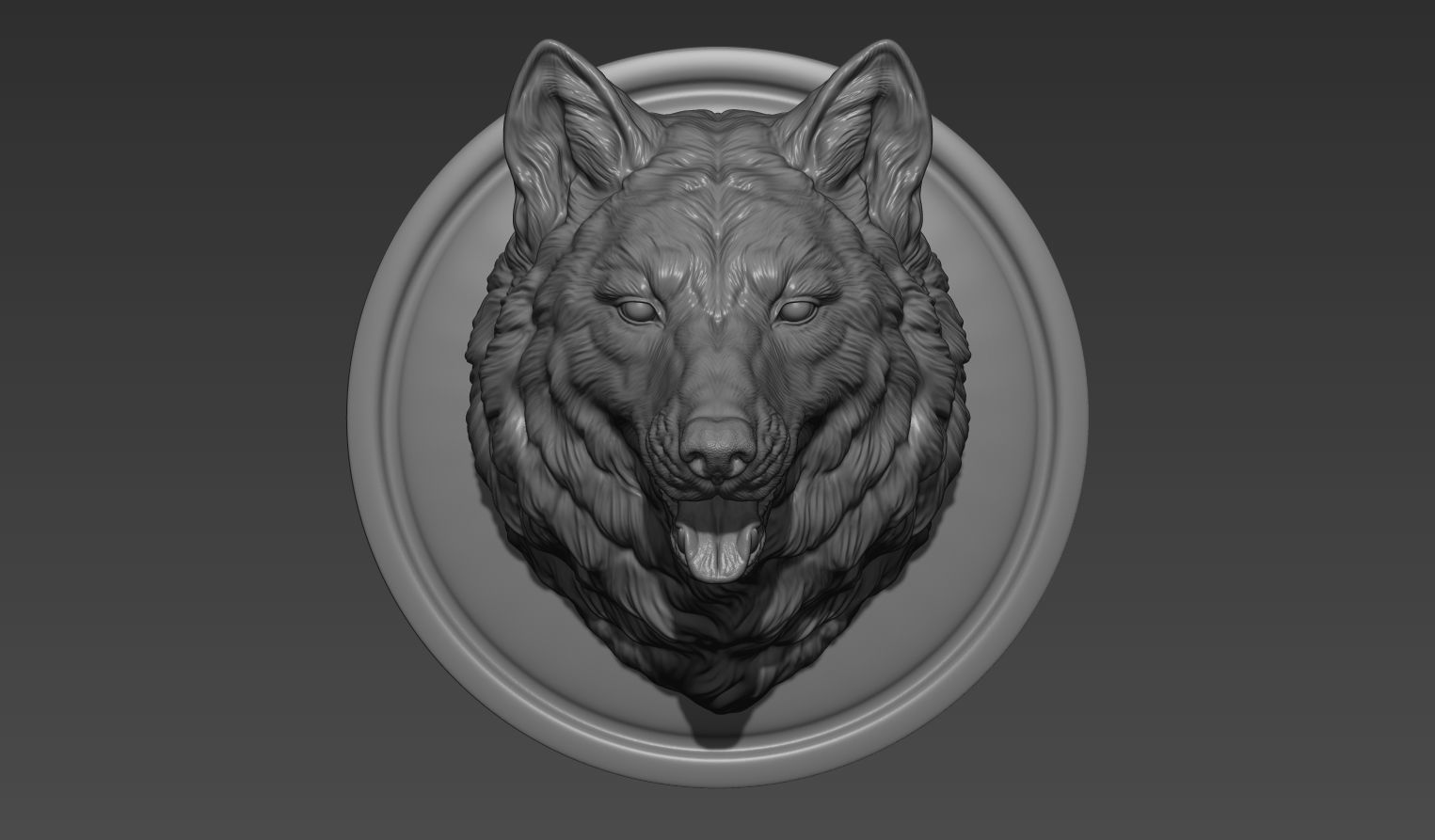 Wolf head with a mouth 3D print model_15