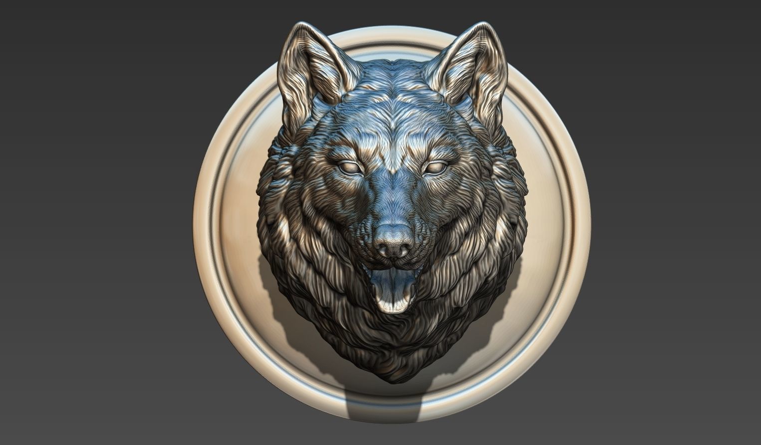 Wolf head with a mouth 3D print model_20