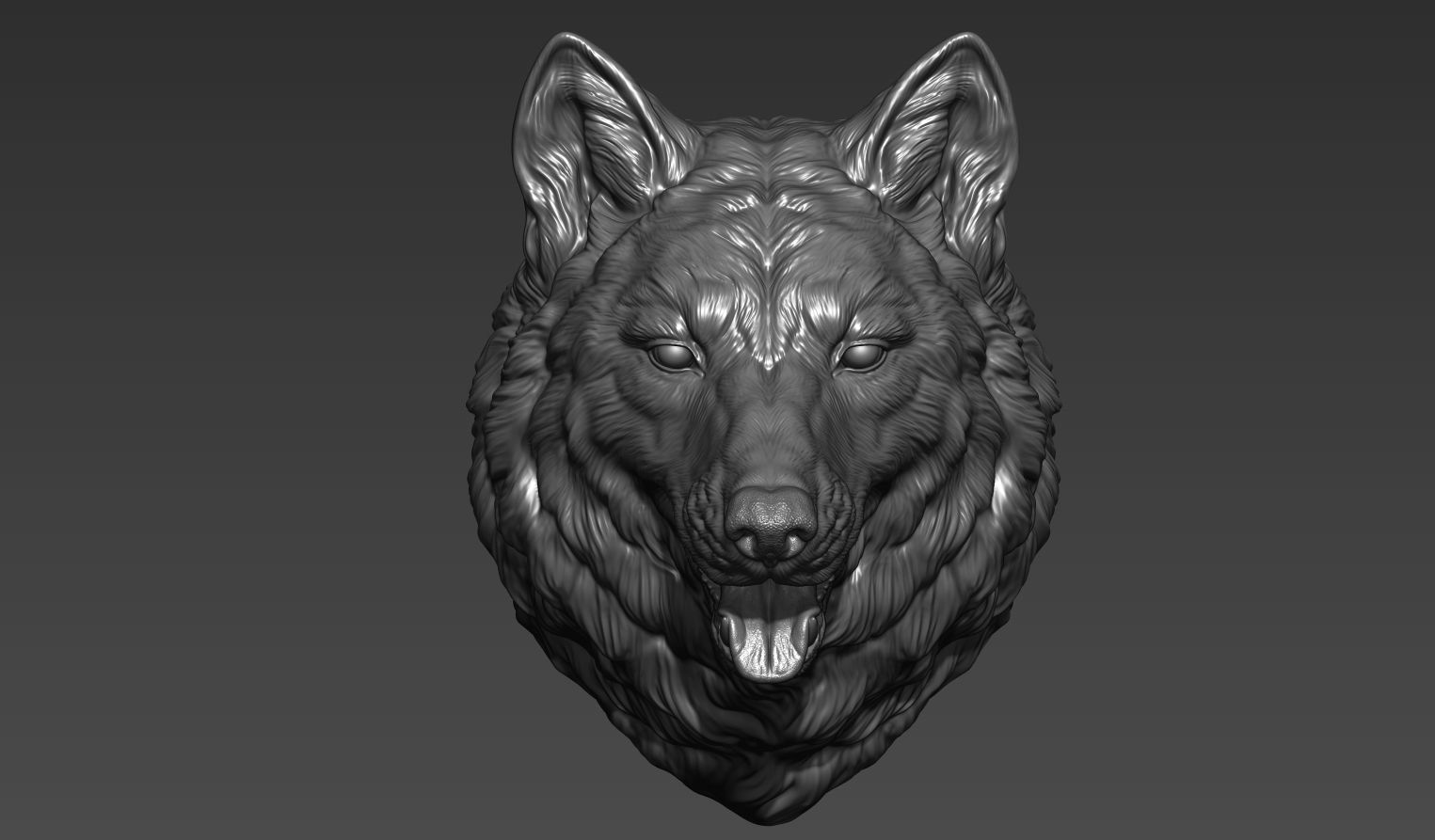Wolf head with a mouth 3D print model_23