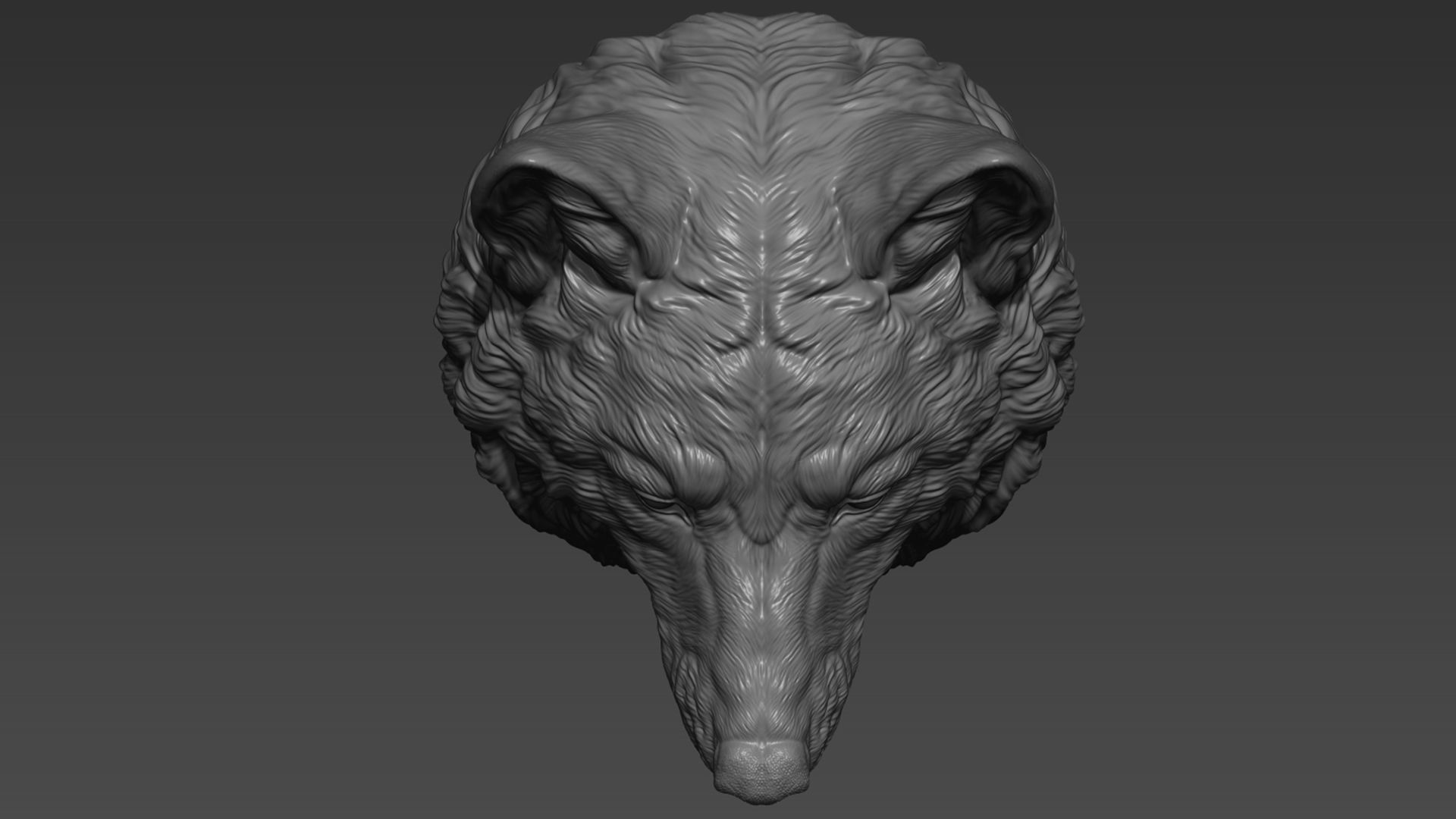 Wolf head with a mouth 3D print model_3