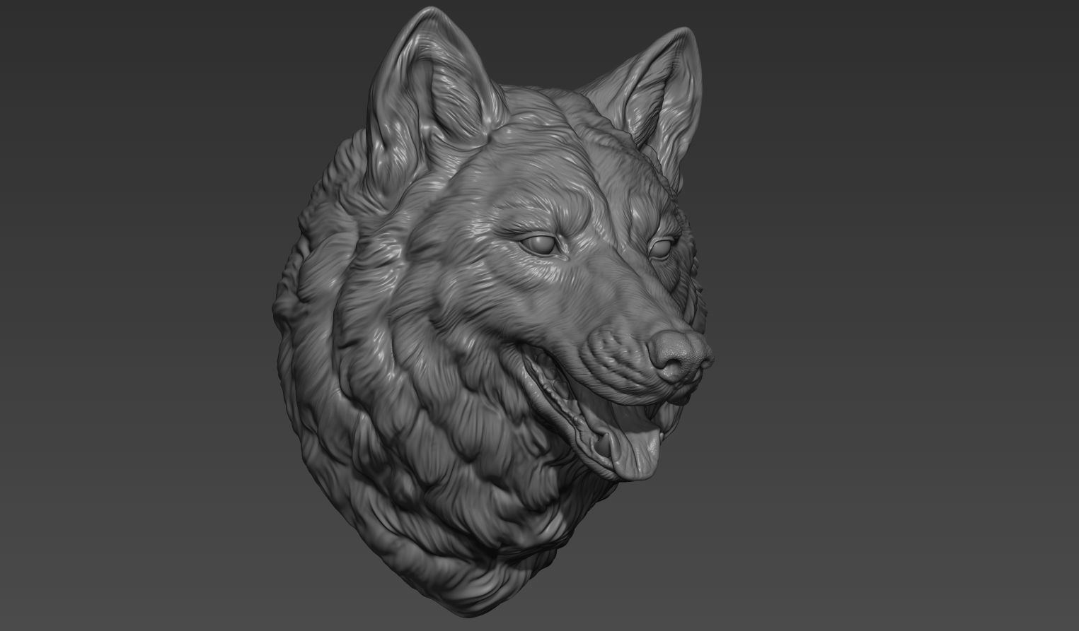 Wolf head with a mouth 3D print model_6