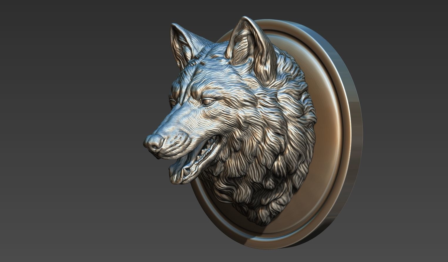Wolf head with a mouth 3D print model_19