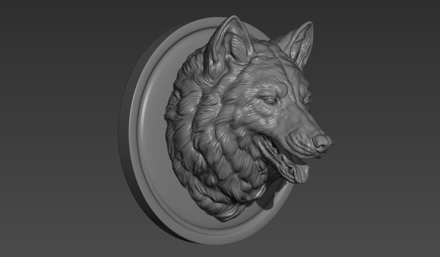 Wolf head with a mouth 3D print model_14