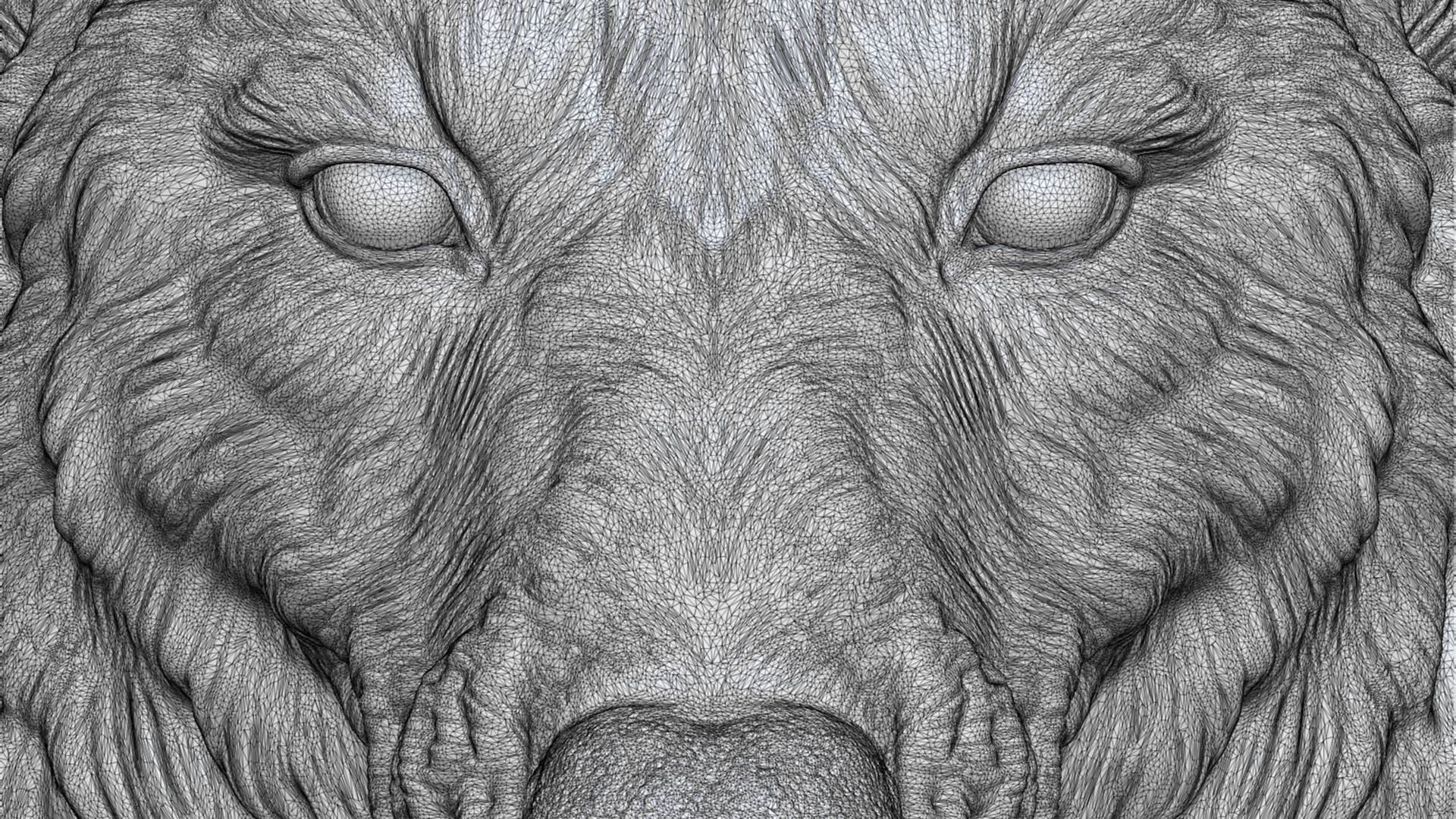 Wolf head with a mouth 3D print model_24