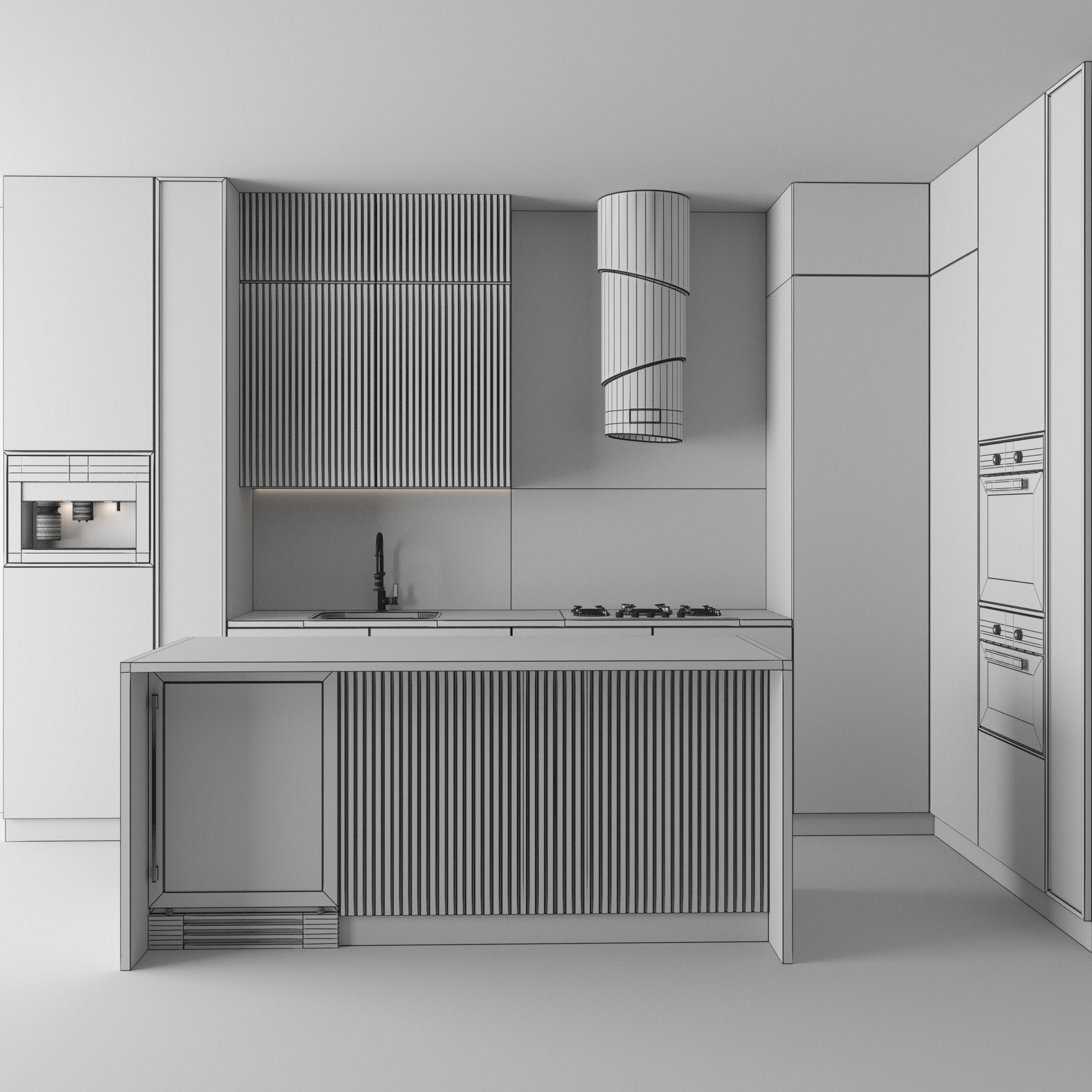 Kitchen Modern 85 - 2 color 3D model_4