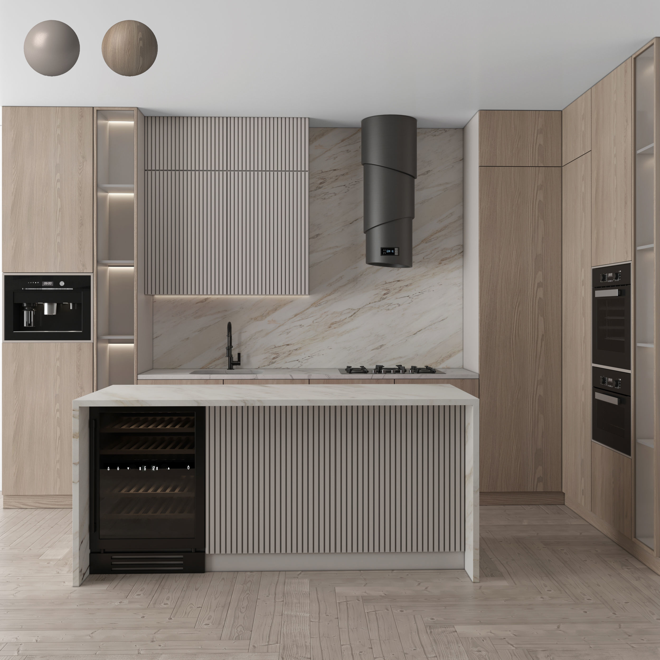 Kitchen Modern 85 - 2 color 3D model_1