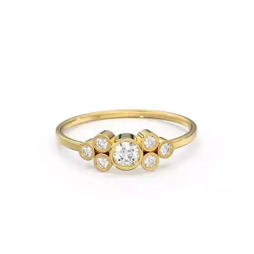 Cluster Bezel Diamond Gold  Band Engagement Ring Jewelry