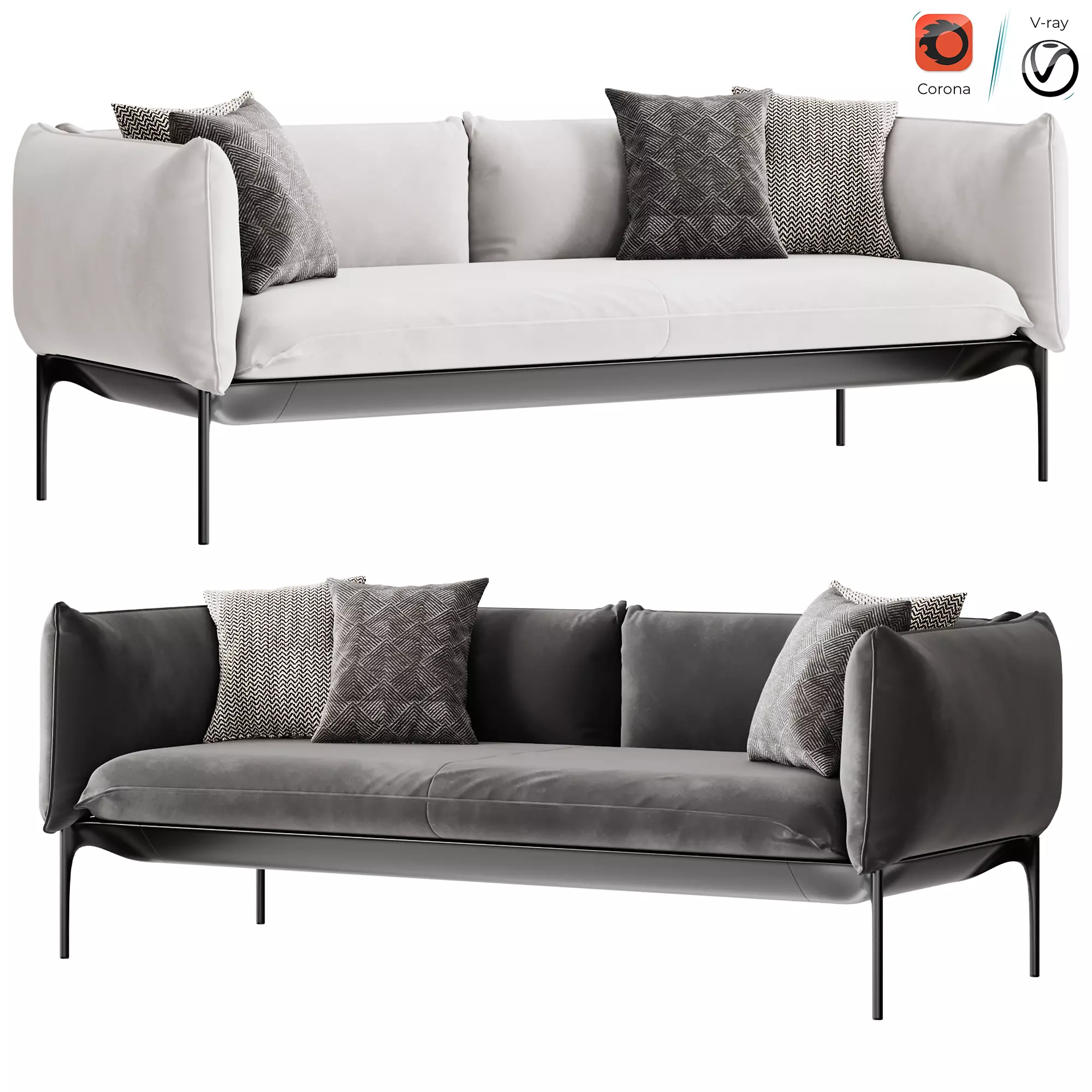 YALE X Sofa Low-poly 3D model_0