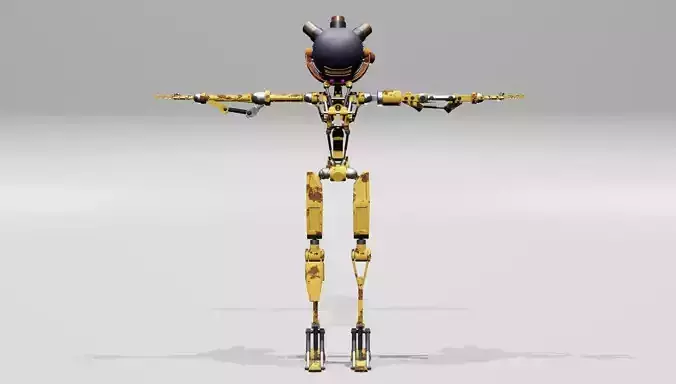 post apocalyptic robot character 3D model