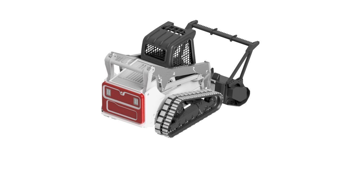 Bobcat T870 1x24 scale skidsteer with mulcher attachment 3D print model_6