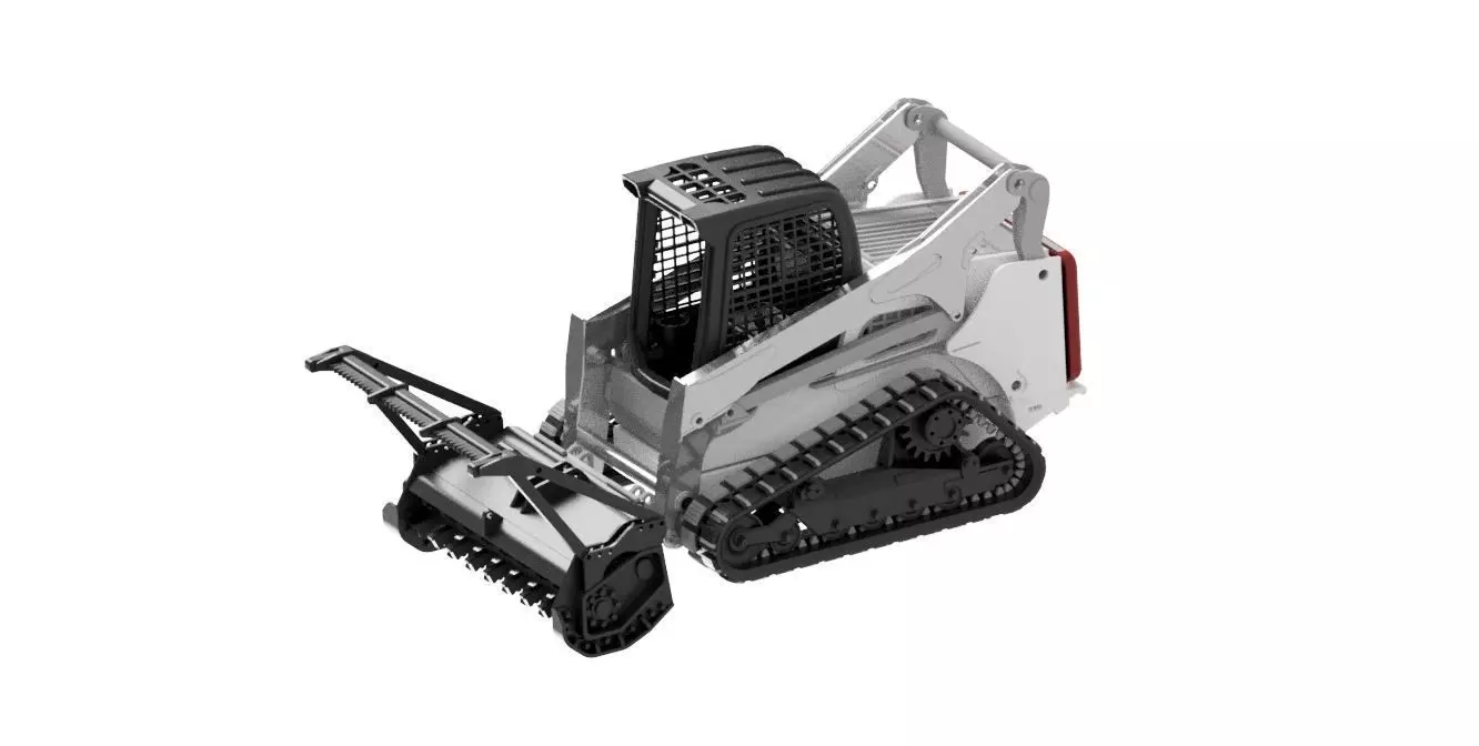 Bobcat T870 1x24 scale skidsteer with mulcher attachment 3D print model_0