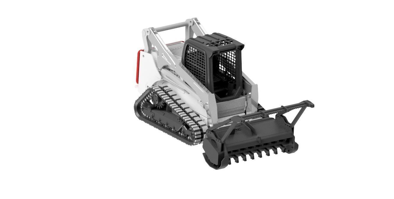 Bobcat T870 1x24 scale skidsteer with mulcher attachment 3D print model_5