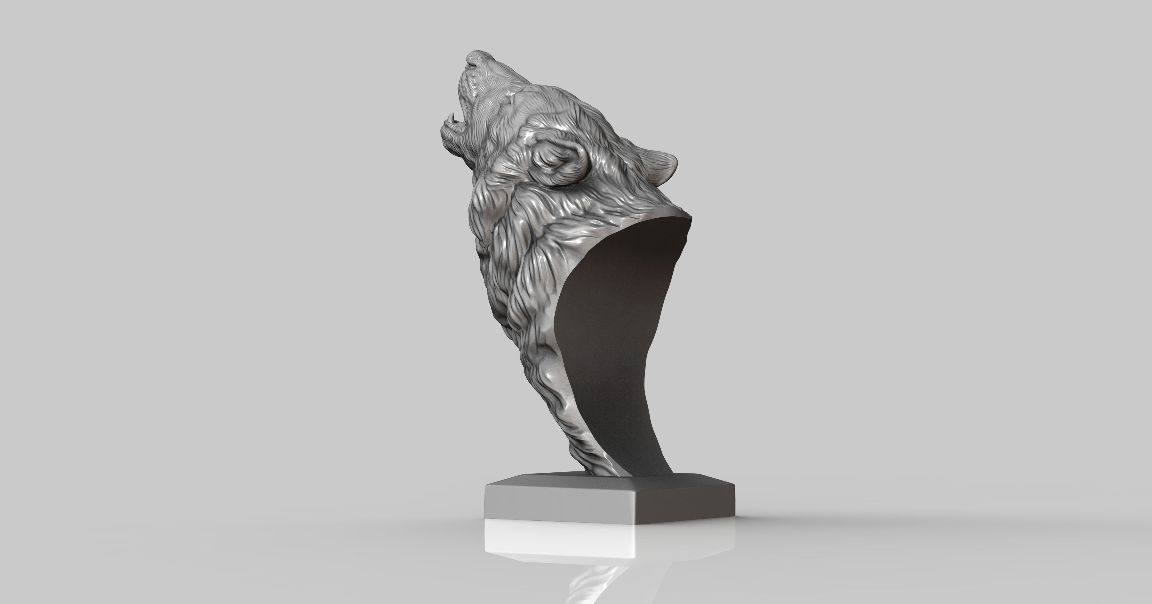 Wolf howls 3D print model_4