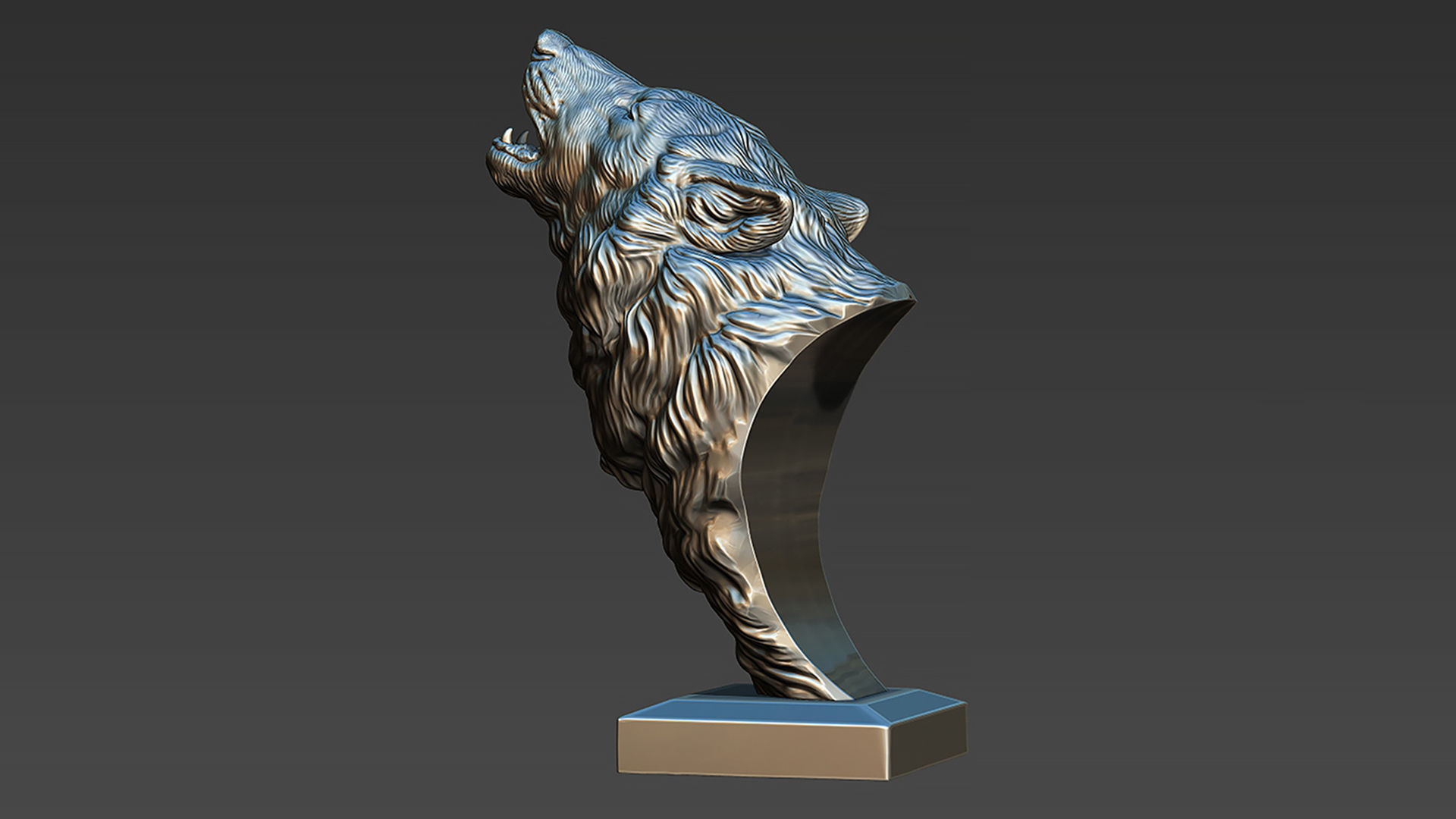 Wolf howls 3D print model_10