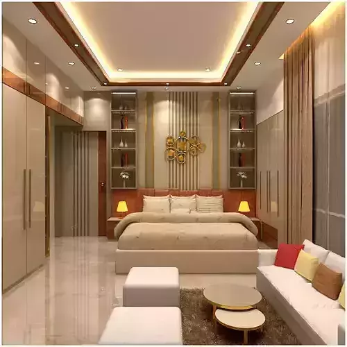 Bed Room Full Model With Texture Light Render set up