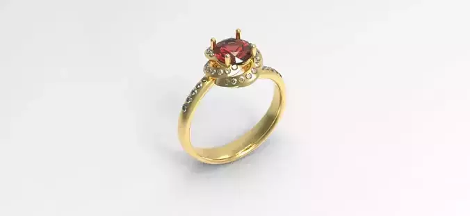 Rose diamond solitarie ring 3D print model
