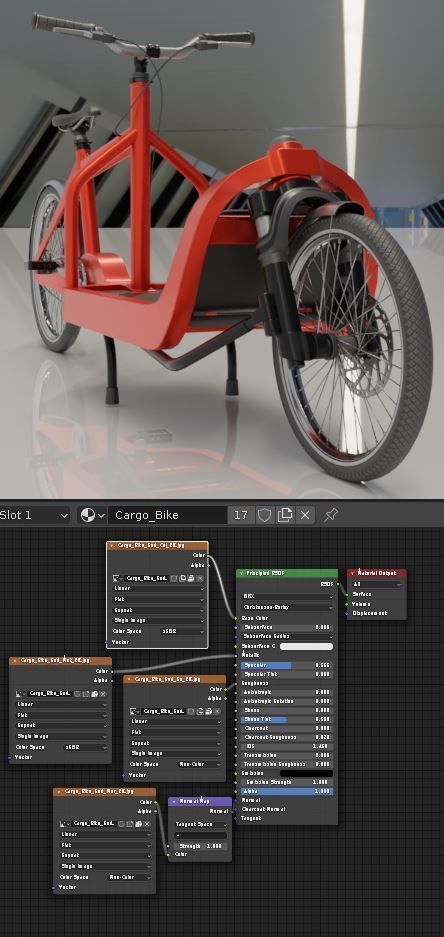 Low-Poly Cargo Bike Red Version Rigged Low-poly 3D model_22