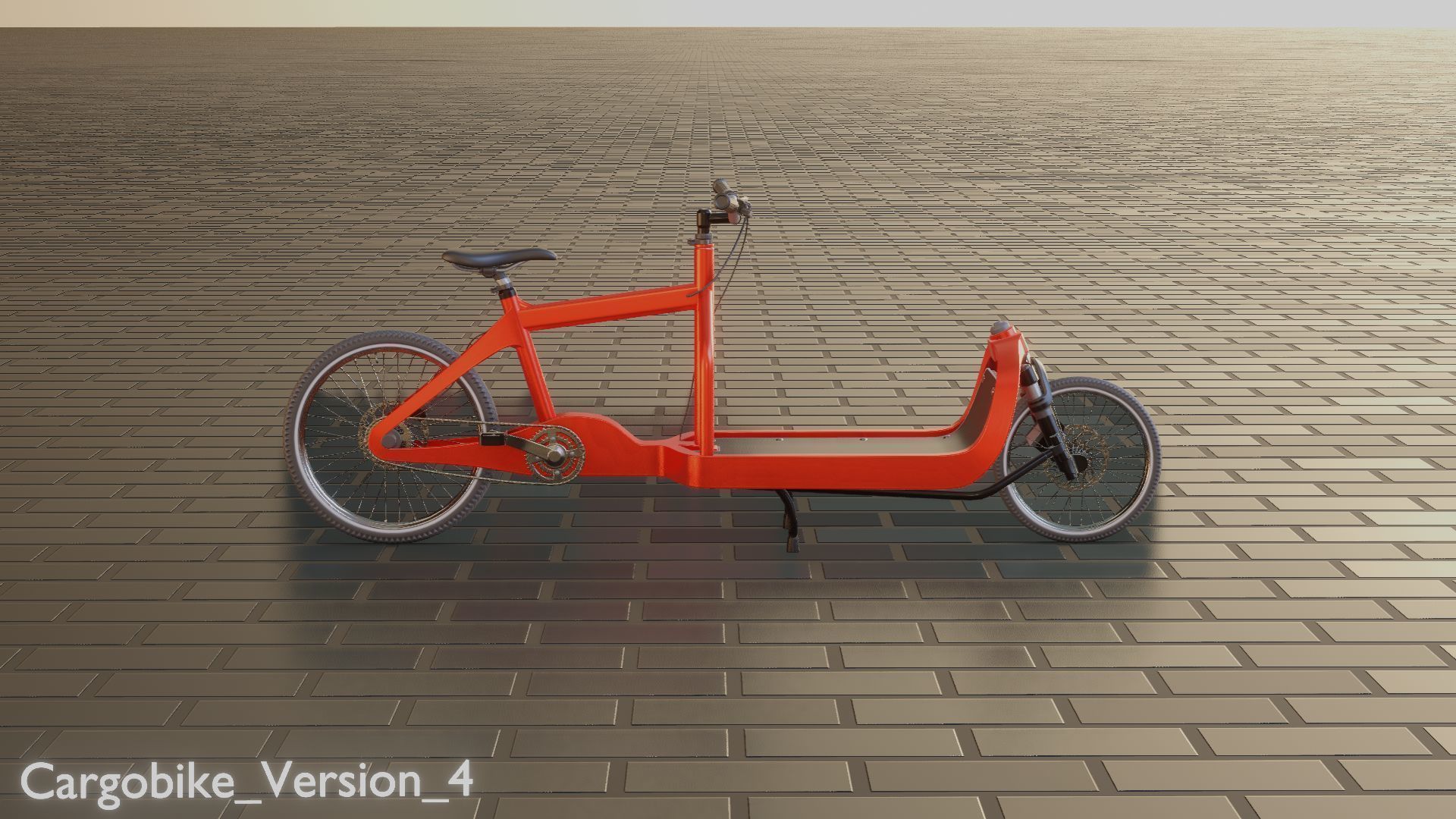 Low-Poly Cargo Bike Red Version Rigged Low-poly 3D model_68