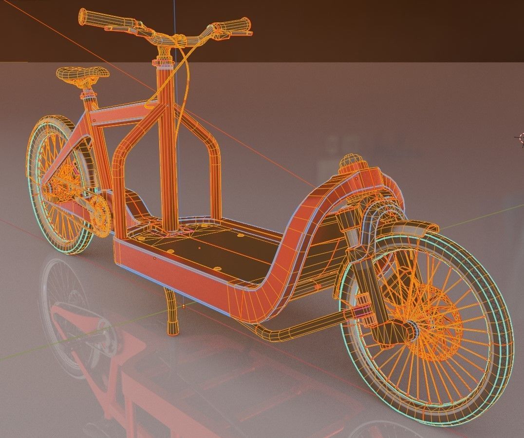 Low-Poly Cargo Bike Red Version Rigged Low-poly 3D model_10