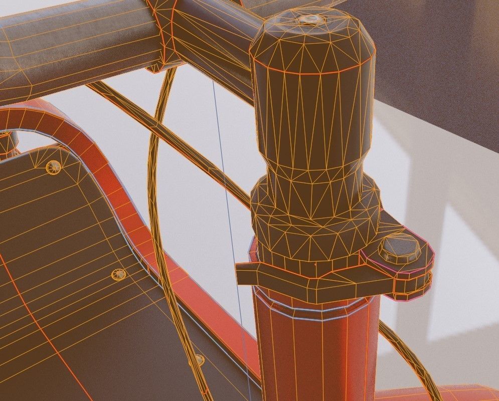 Low-Poly Cargo Bike Red Version Rigged Low-poly 3D model_16