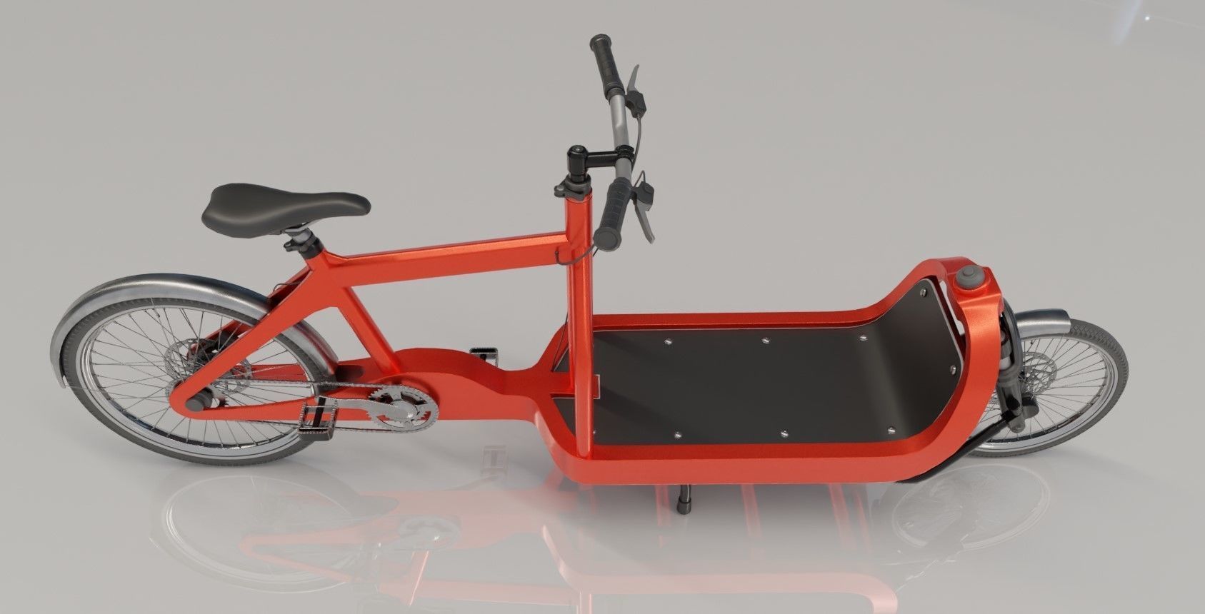 Low-Poly Cargo Bike Red Version Rigged Low-poly 3D model_4