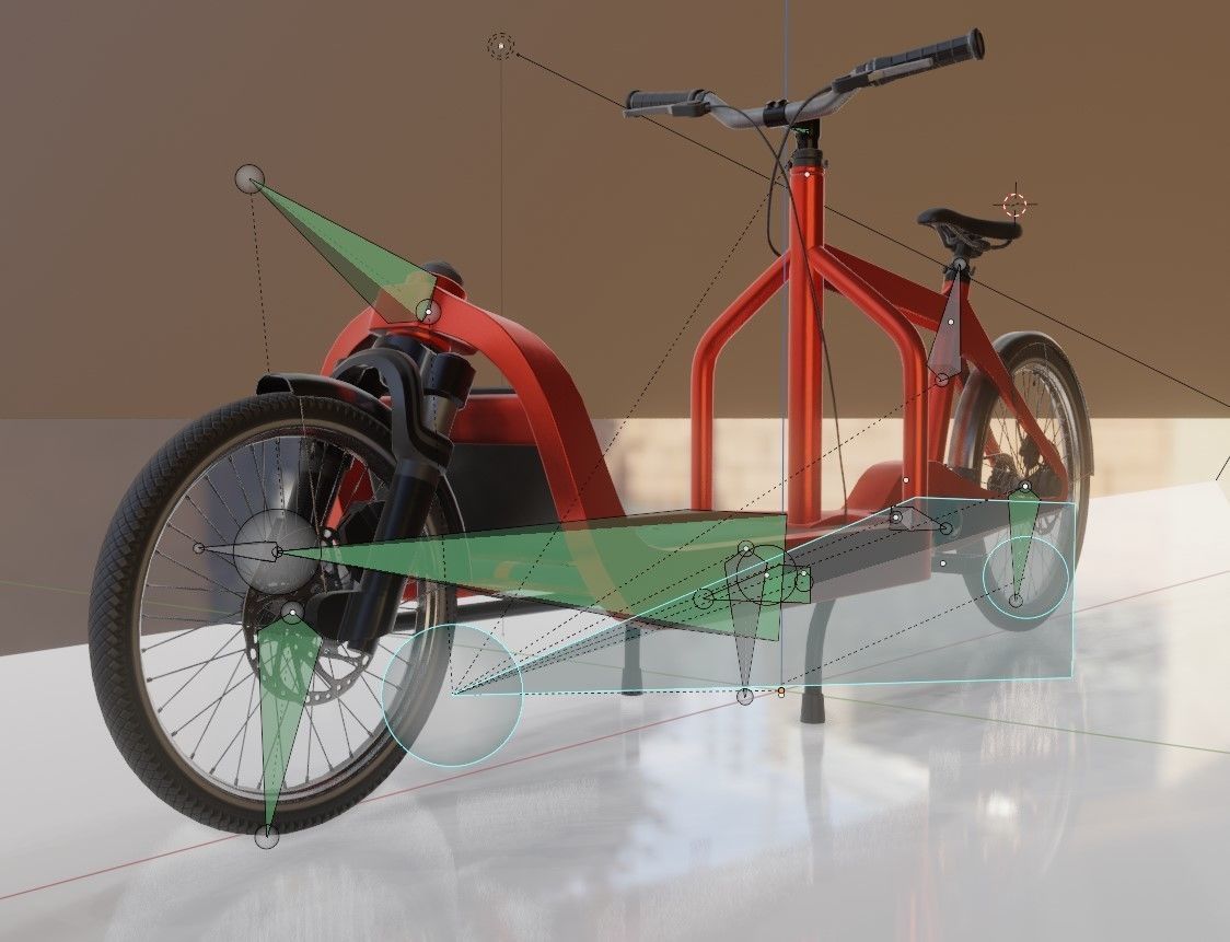 Low-Poly Cargo Bike Red Version Rigged Low-poly 3D model_8