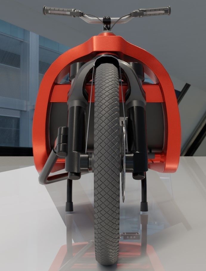 Low-Poly Cargo Bike Red Version Rigged Low-poly 3D model_19