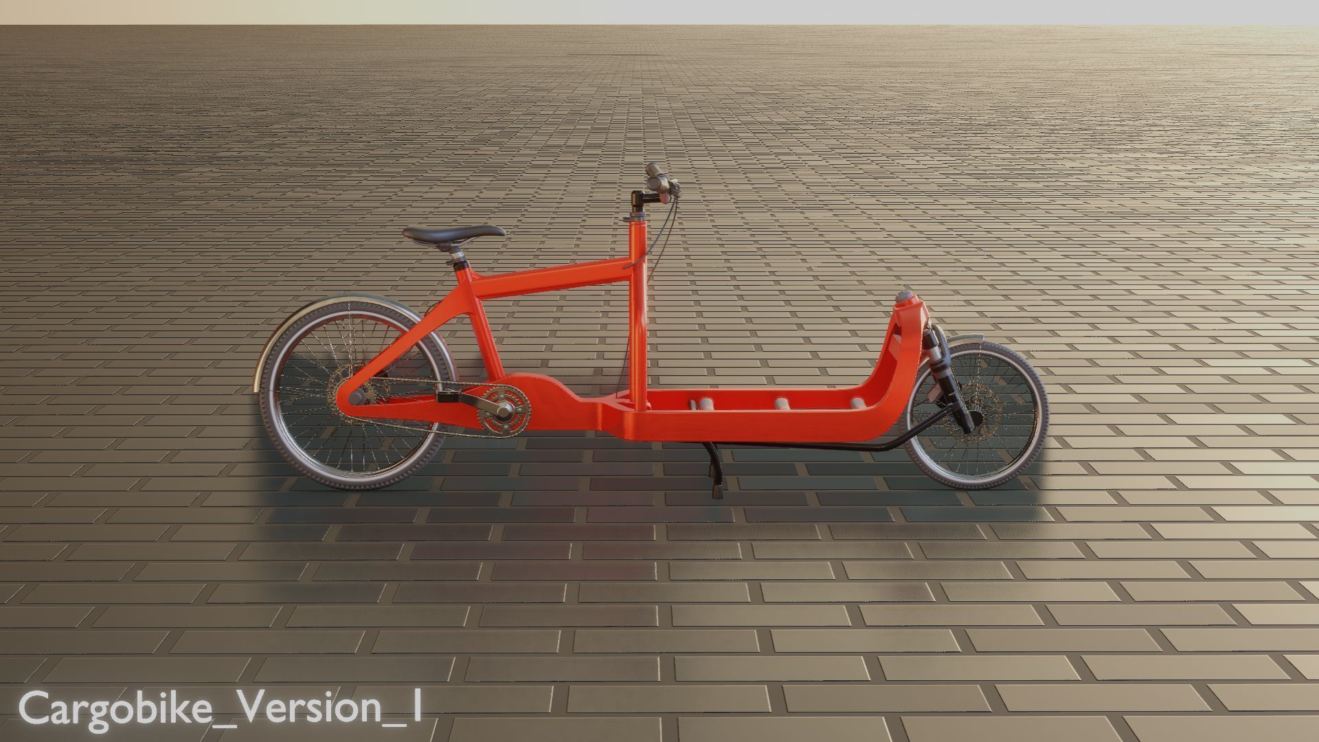 Low-Poly Cargo Bike Red Version Rigged Low-poly 3D model_65