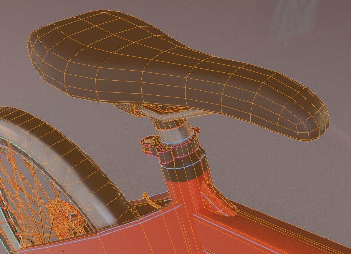 Low-Poly Cargo Bike Red Version Rigged Low-poly 3D model_17