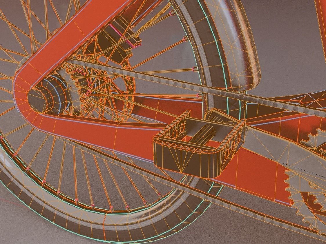 Low-Poly Cargo Bike Red Version Rigged Low-poly 3D model_13
