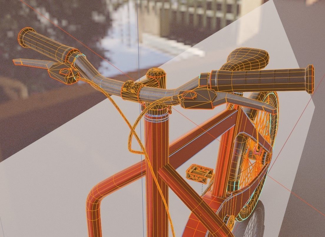 Low-Poly Cargo Bike Red Version Rigged Low-poly 3D model_11