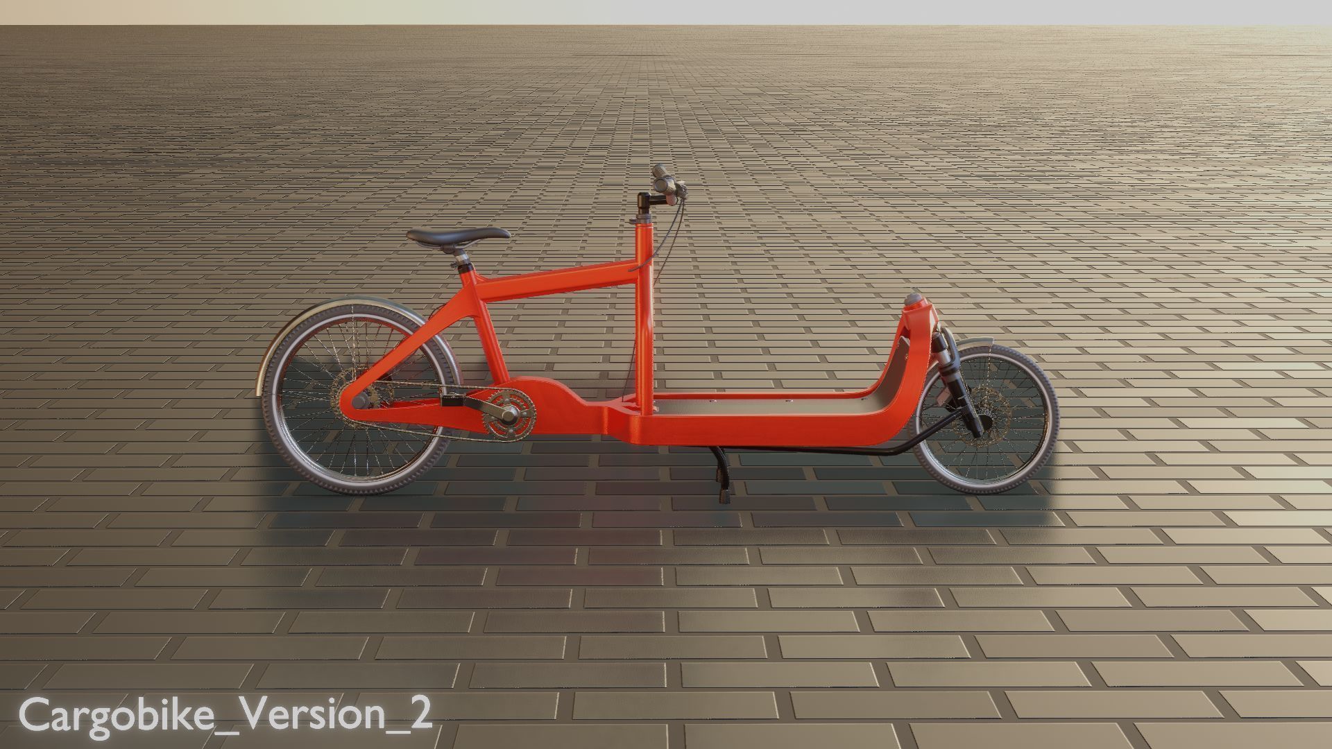 Low-Poly Cargo Bike Red Version Rigged Low-poly 3D model_66