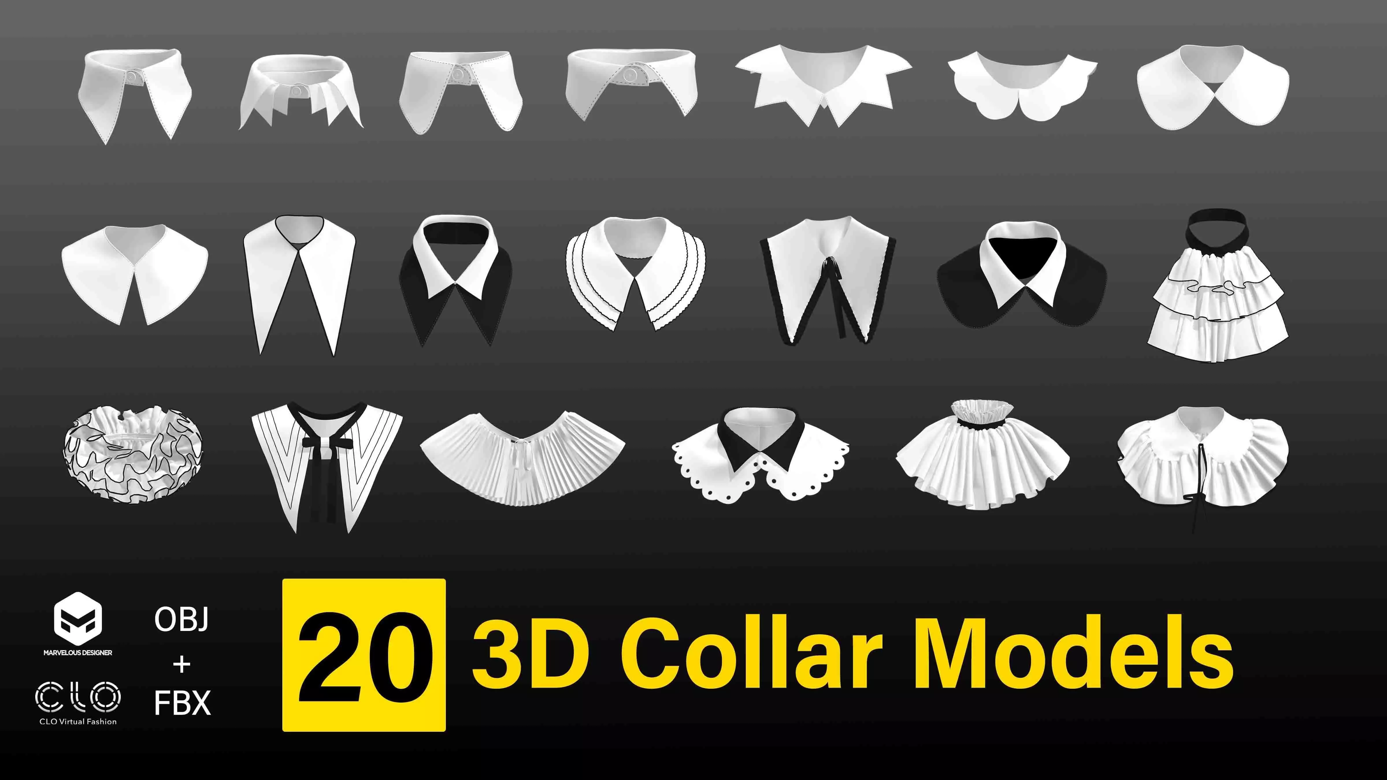 20 collar models 3D model
