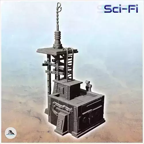 Transmission station with long distance antenna and cabin -10- 3D print model