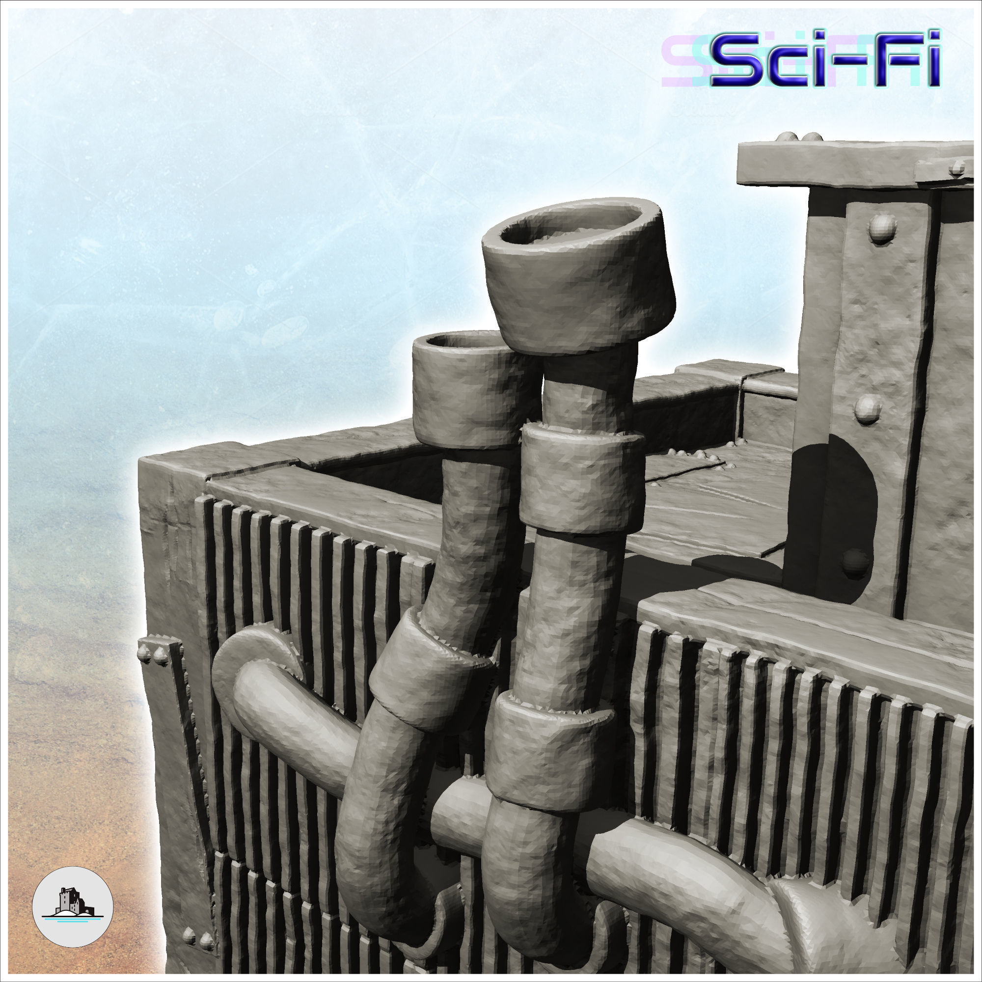 Transmission station with long distance antenna and cabin -10- 3D print model_3