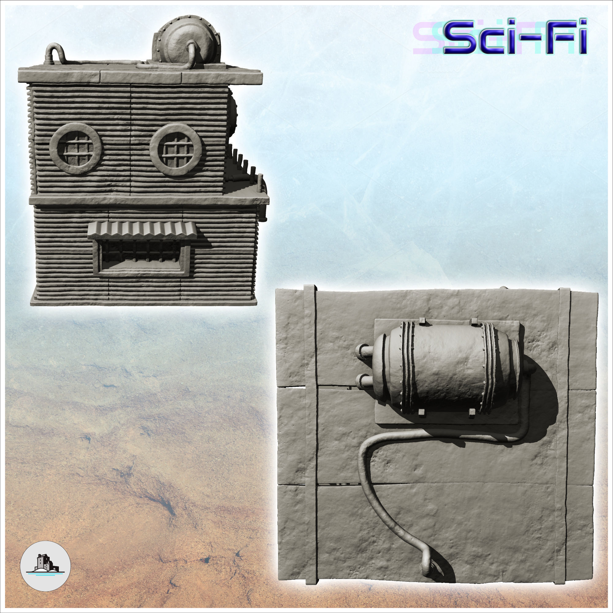 Tin building with roof generator and rounded windows -9- 3D print model_3