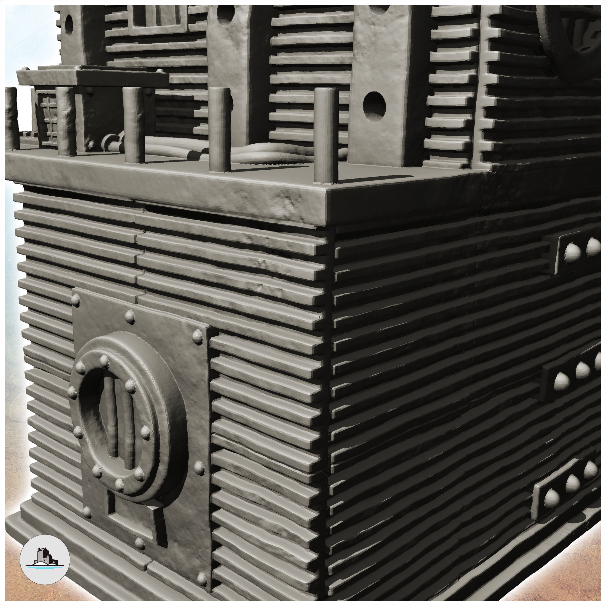 Tin building with roof generator and rounded windows -9- 3D print model_6