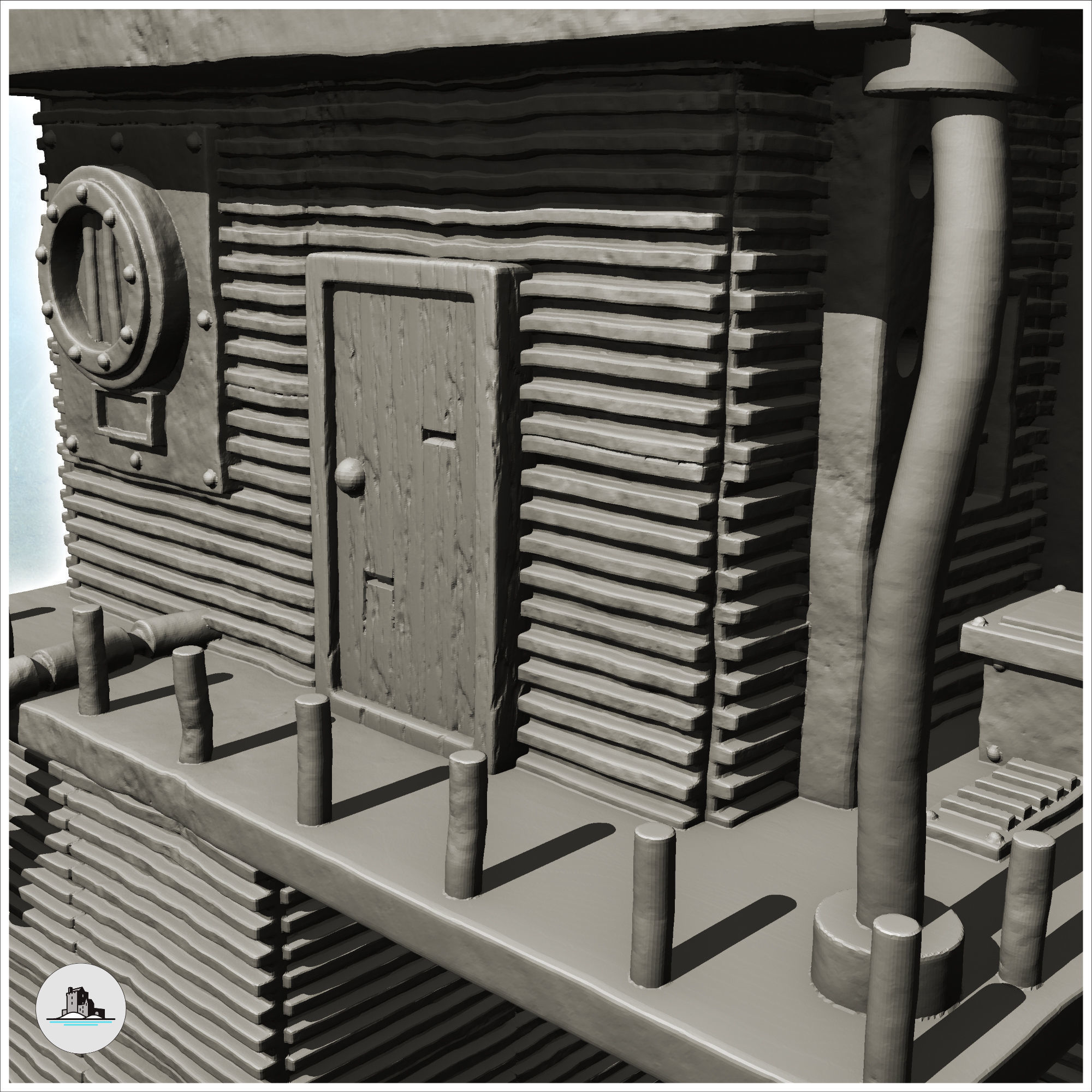 Tin building with roof generator and rounded windows -9- 3D print model_5
