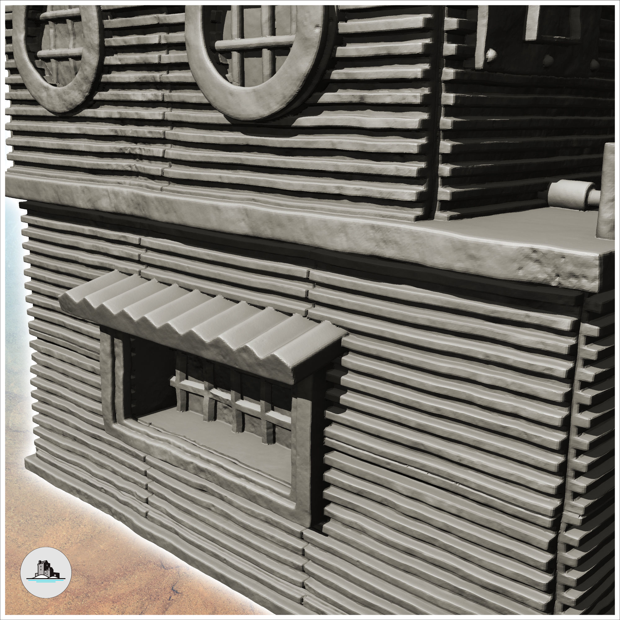 Tin building with roof generator and rounded windows -9- 3D print model_4