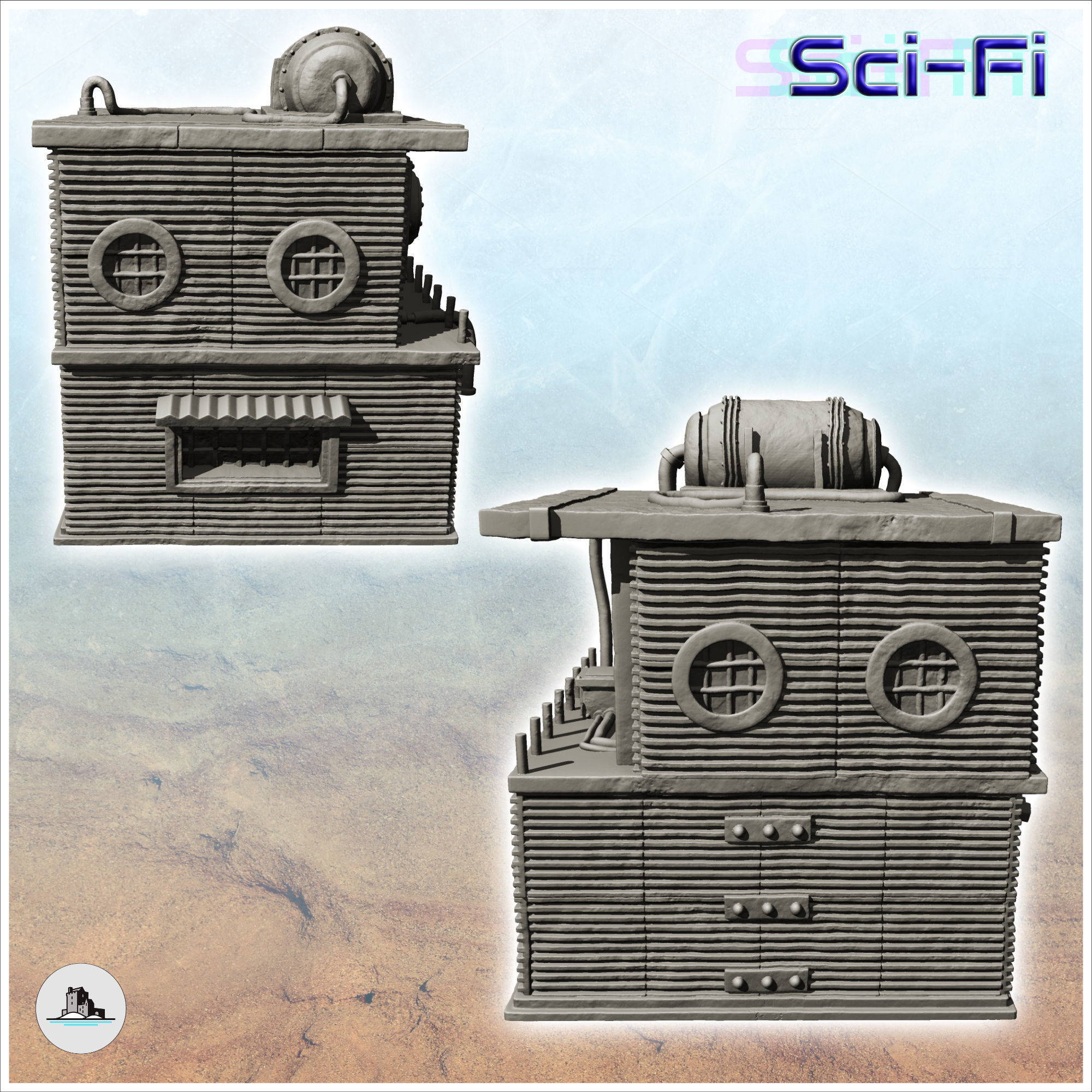 Tin building with roof generator and rounded windows -9- 3D print model_2