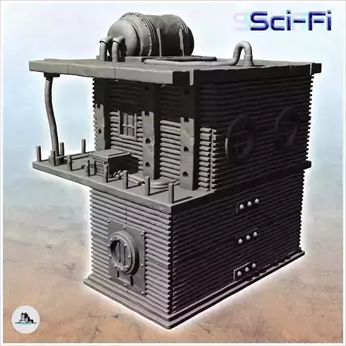Tin building with roof generator and rounded windows -9- 3D print model