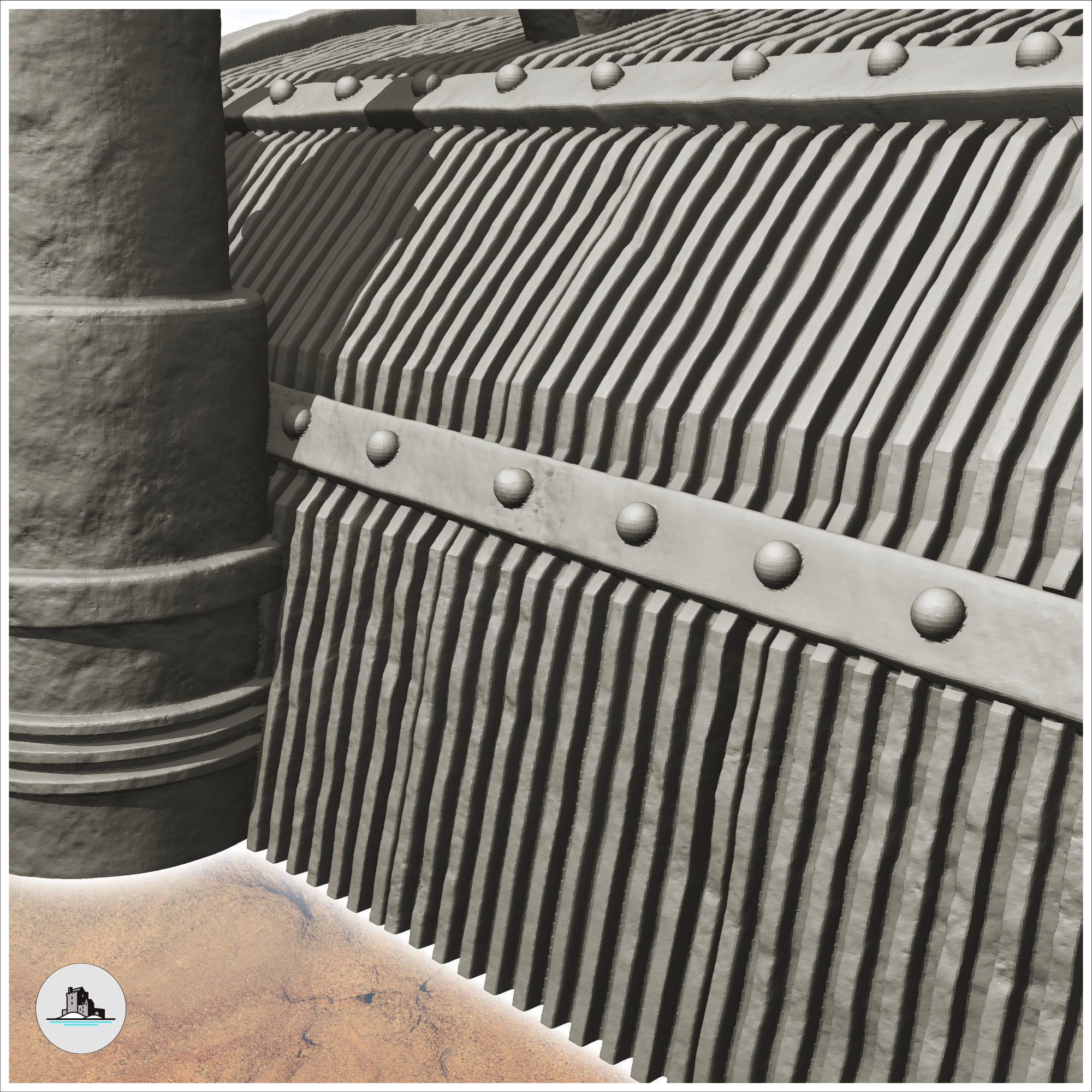 Storage hut with product tanks and magnetic antennas -2- 3D print model_5