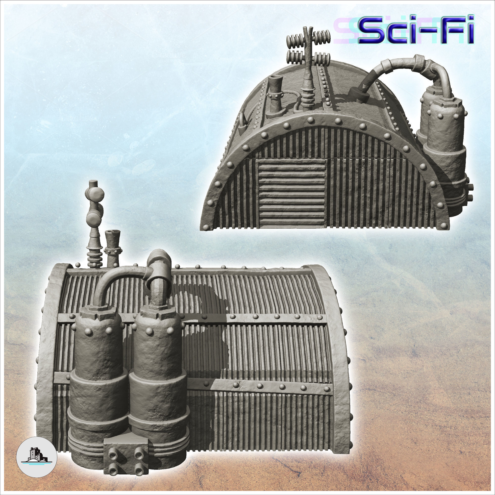 Storage hut with product tanks and magnetic antennas -2- 3D print model_1