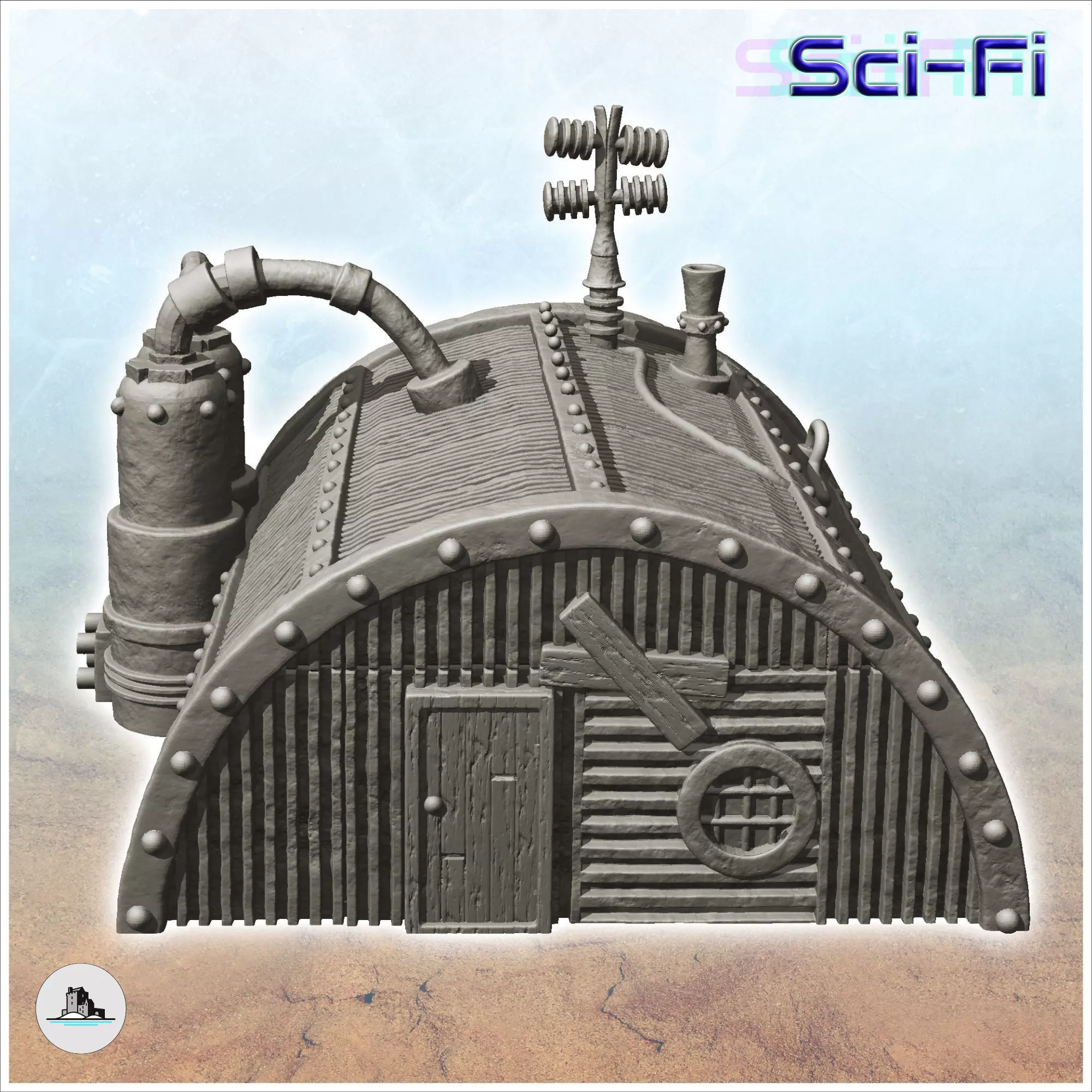 Storage hut with product tanks and magnetic antennas -2- 3D print model_0