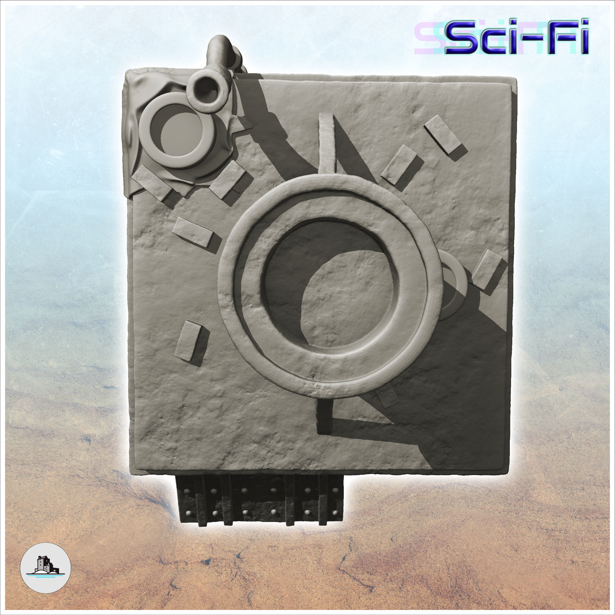 Steel survival base with large overhanging chimney -1- 3D print model_3