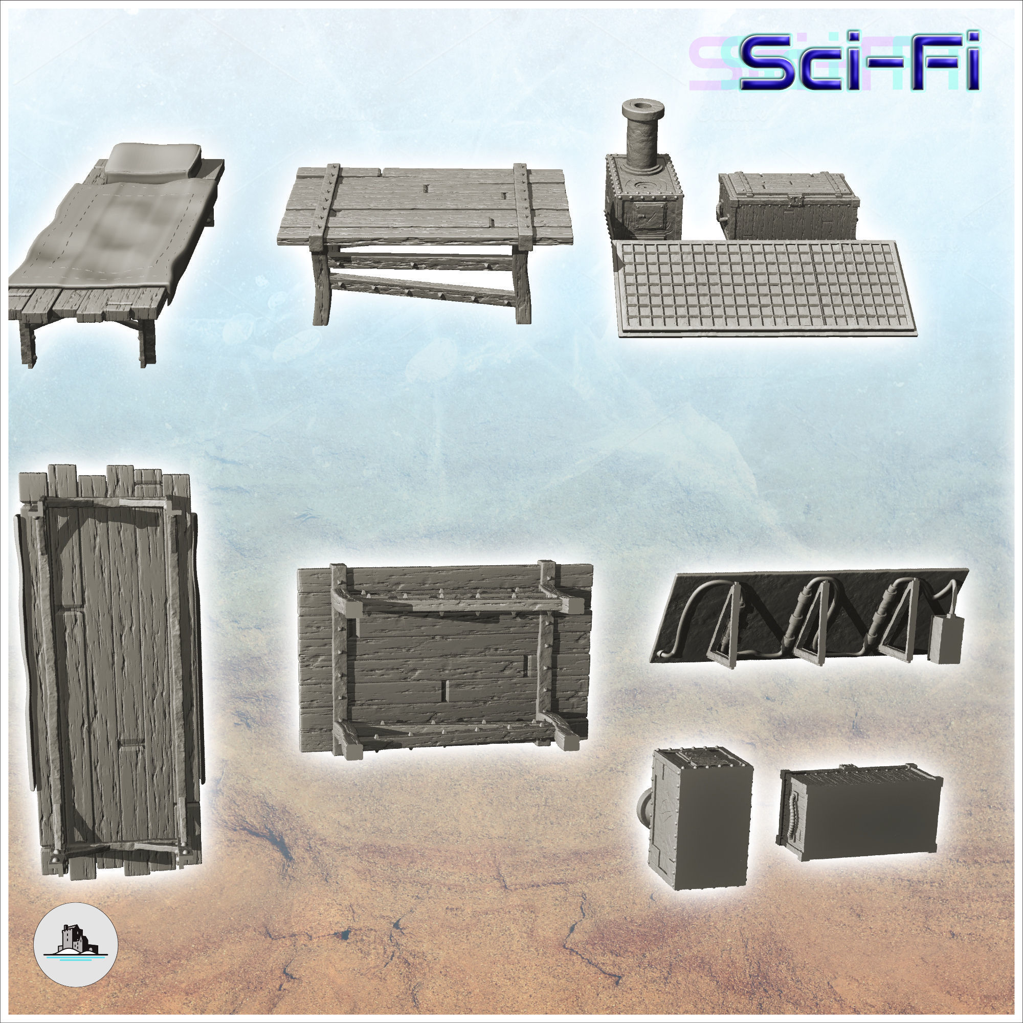 Set of post-apocalyptic metal furniture -2- 3D print model_1