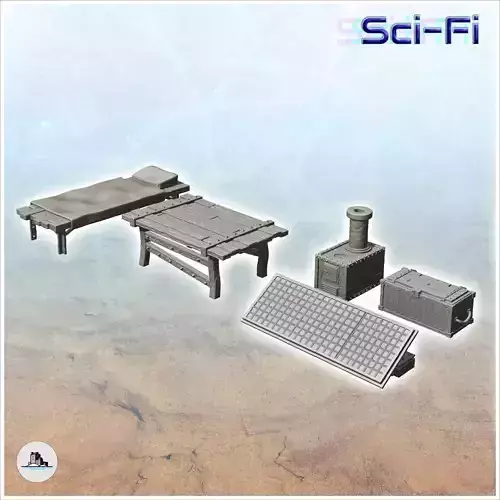 Set of post-apocalyptic metal furniture -2- 3D print model