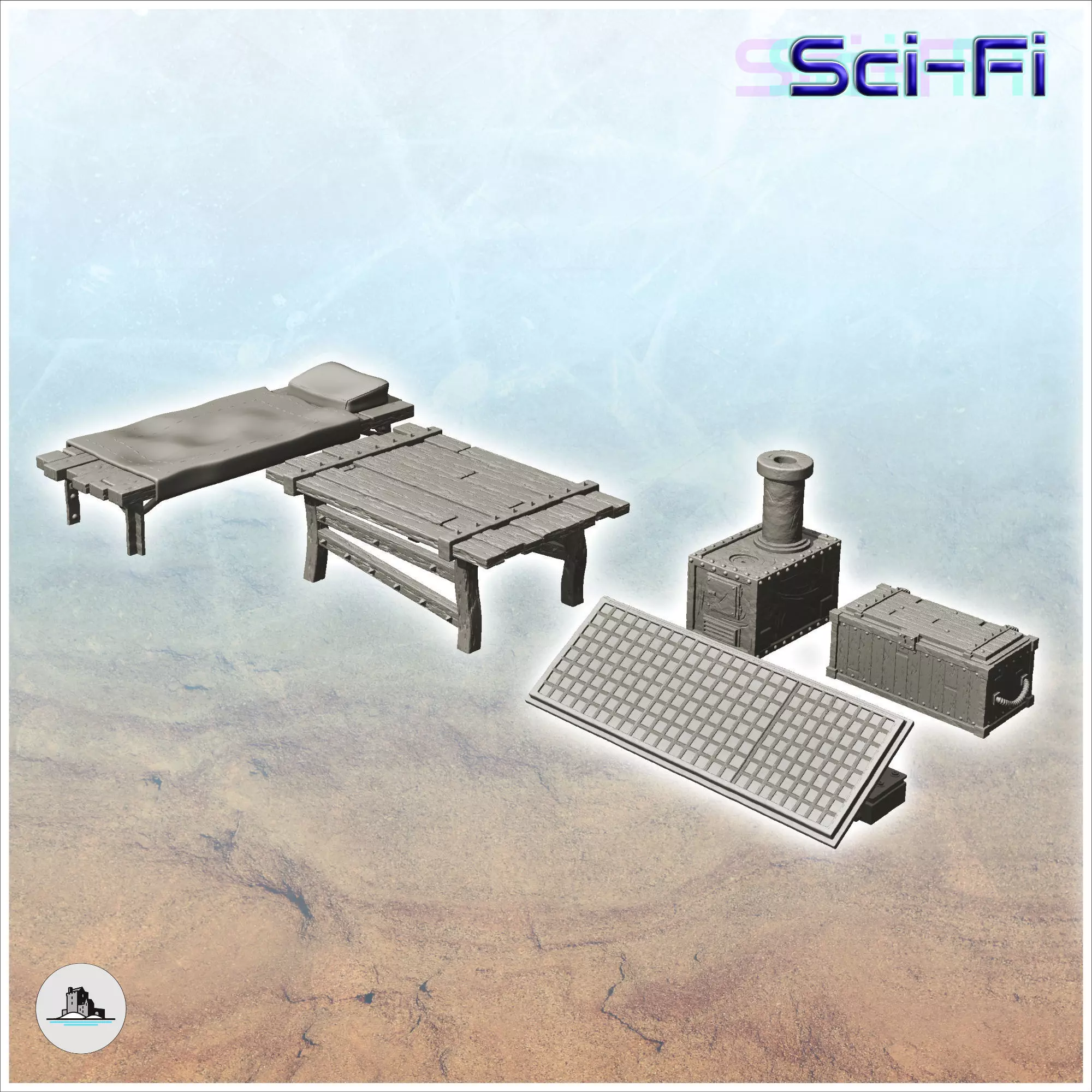 Set of post-apocalyptic metal furniture -2- 3D print model_0